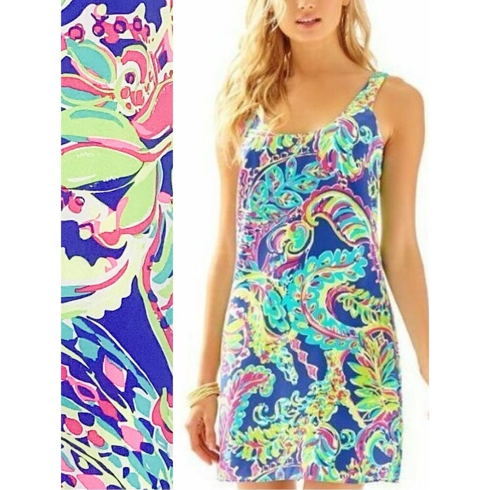 Lilly Pulitzer Poppy Silk Tank Dress Size S Toucan Play Paisley Multicolor